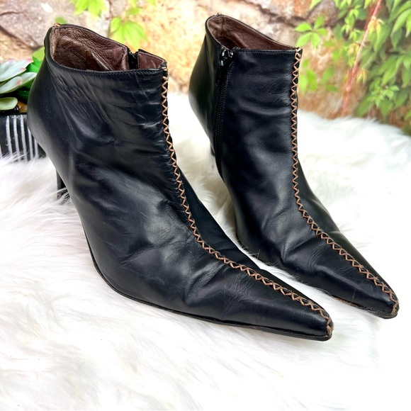 Hanne nappalux black | Paloma Barceló PALOMA BARCELO Quiet Luxury Black Leather Stitched Stiletto Boots, 37